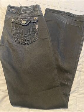 MEK Women's Black Bootcut Jeans with Embroidered Back Pocket
